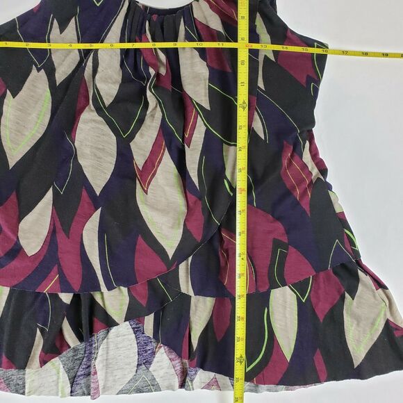 AKIKO Multicolor Sleeveless Size M Layer Blouse Top Leather Trim Open Back Tank - Picture 8 of 10